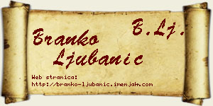 Branko Ljubanić vizit kartica